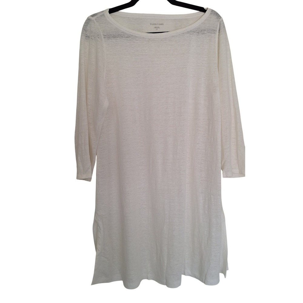 Eileen Fisher White Organic Linen Tunic Sweater S/P